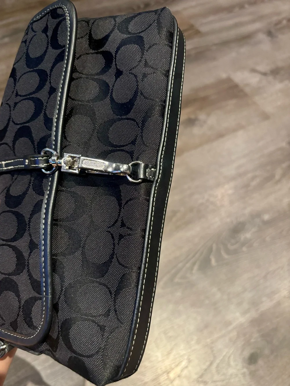 Rare Vintage Y2K Coach Black Signature Jacquard Shoulder Bag Purse